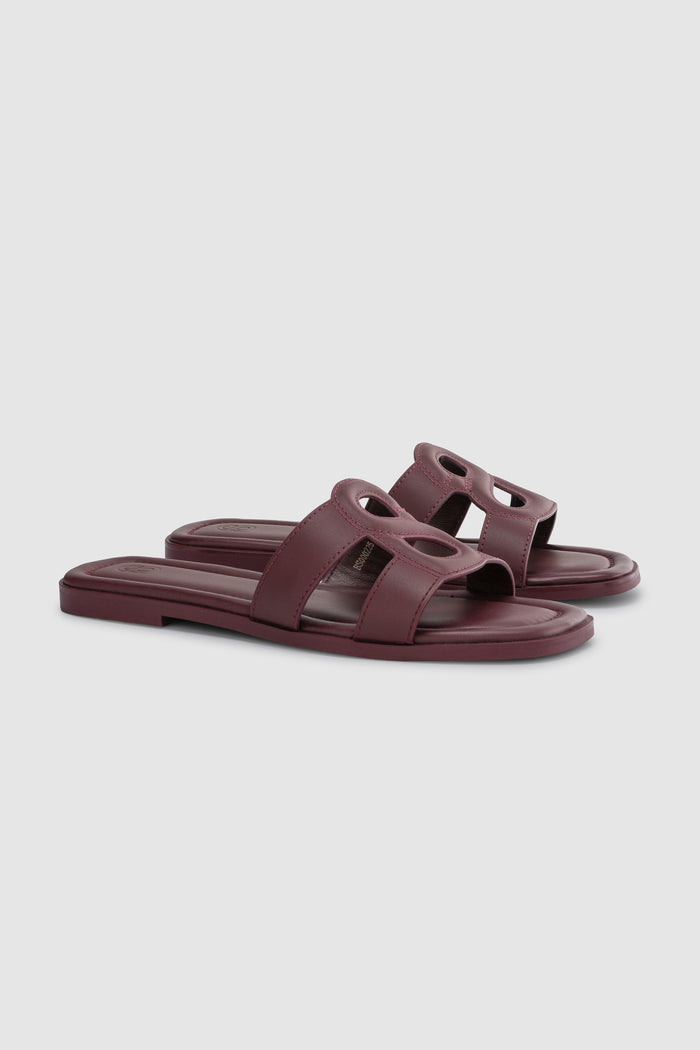 kefi sandal in mahogany by buttonscarves side view