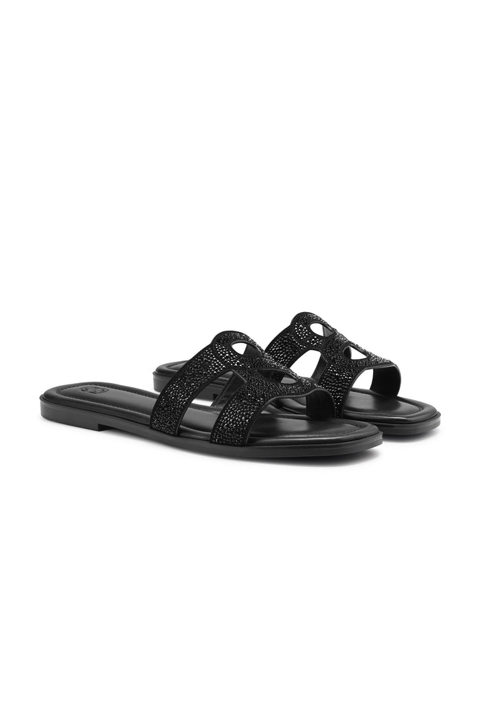 kefi sandal with crystal in black by buttonscarves a pair look