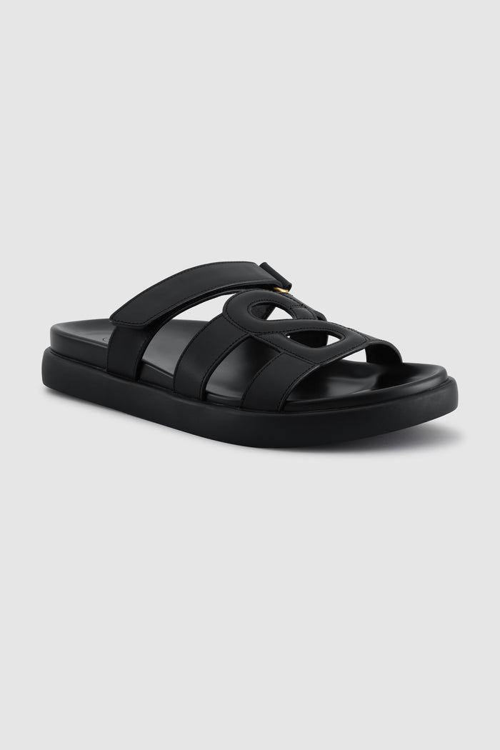 kefi signature strap sandal in black by buttonscarves