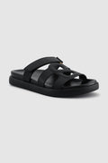 kefi signature strap sandal in black by buttonscarves