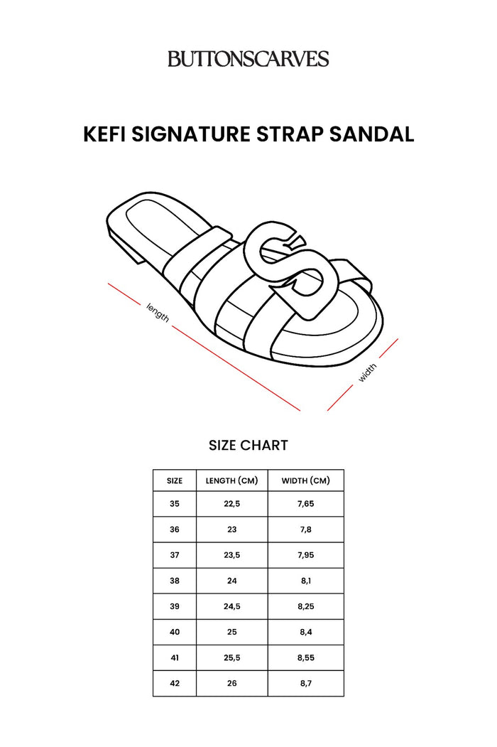 kefi signature strap sandal in black by buttonscarves size chart