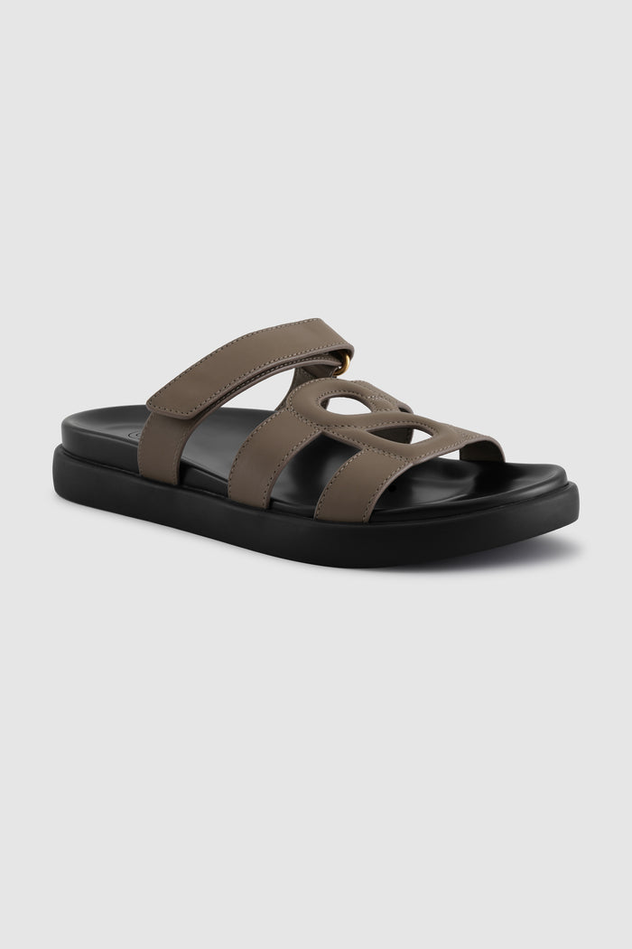 kefi signature strap sandal in taupe by buttonscarves