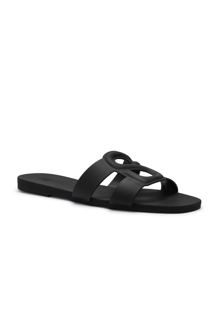 kefi slide sandal in black by buttonscarves