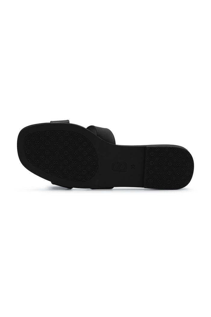 kefi slide sandal in black by buttonscarves side view outsole view