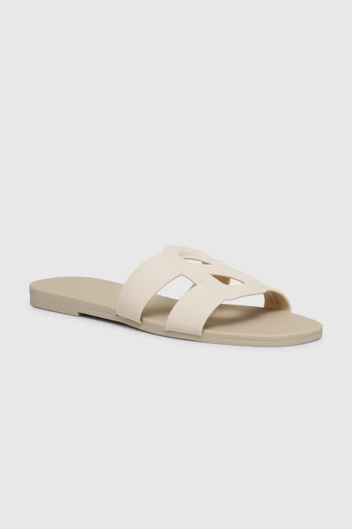 kefi slide sandal in grey cream by buttonscarves