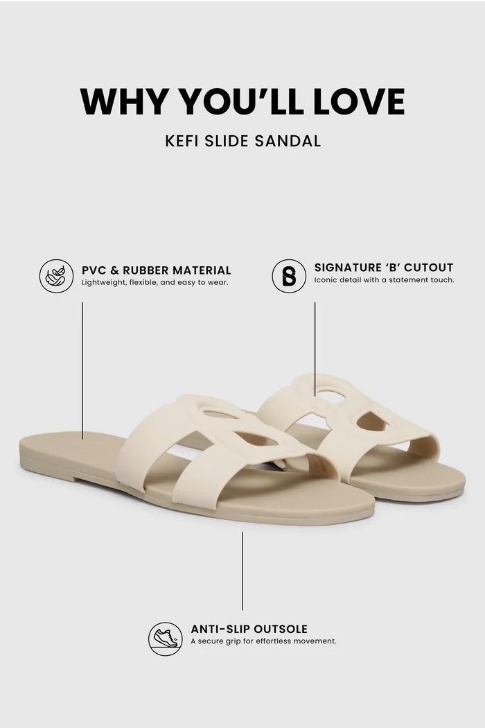 kefi slide sandal in grey cream by buttonscarves feature overview