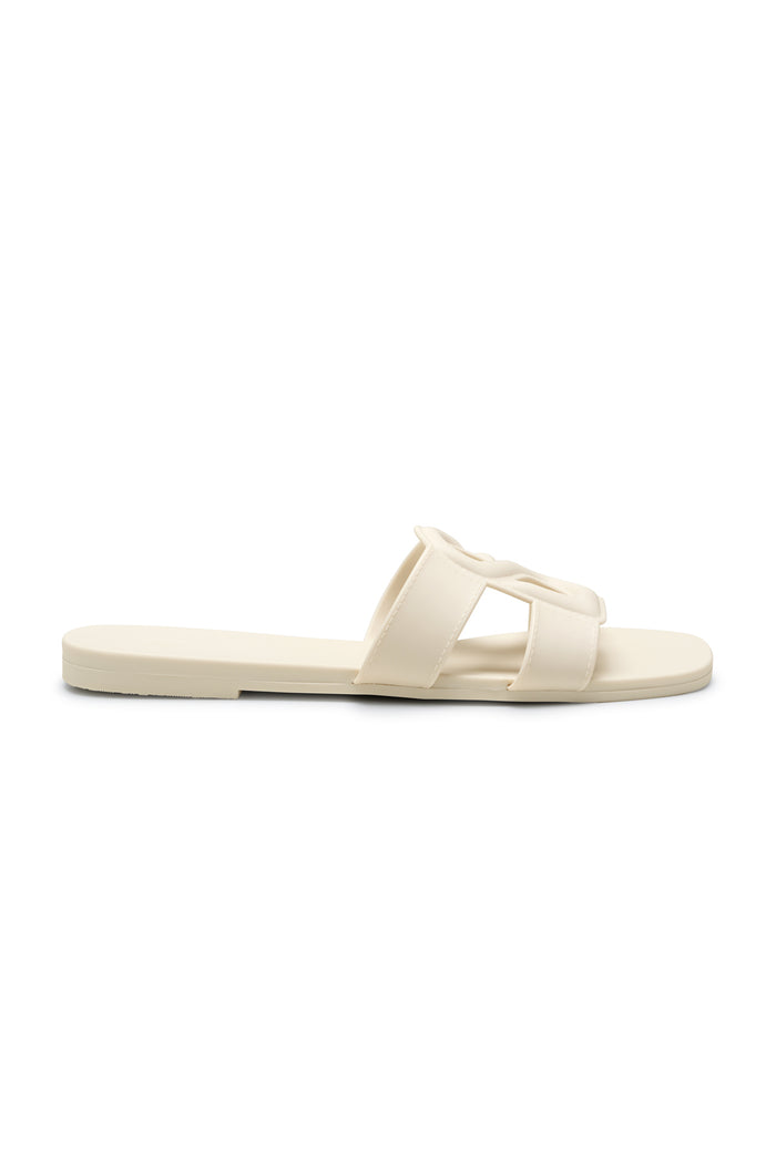 kefi slide sandal in mystic white by buttonscarves side view
