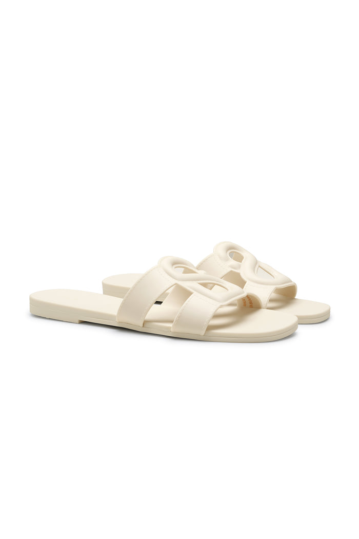 kefi slide sandal in mystic white by buttonscarves side view