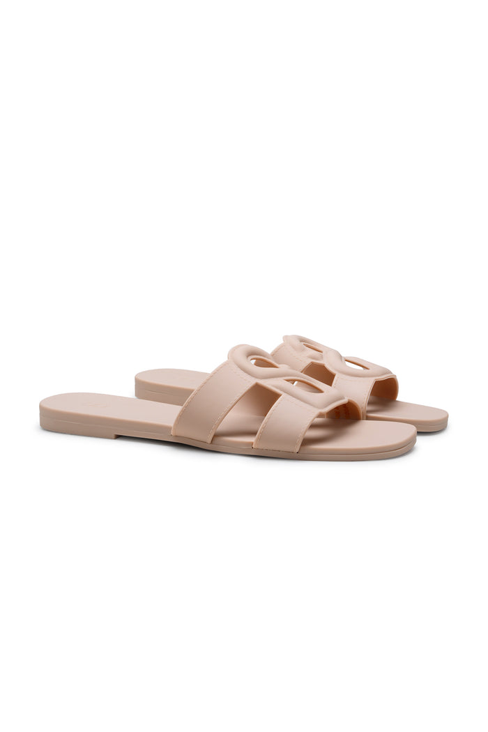 kefi slide sandal in nude pink by buttonscarves side view