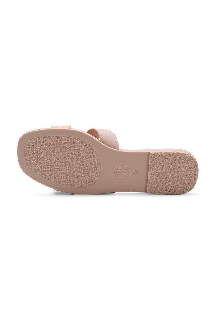 kefi slide sandal in nude pink by buttonscarves side view outsole view