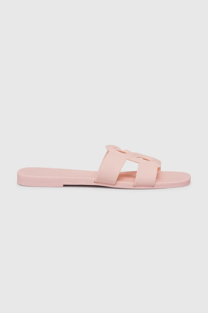 kefi slide sandal in pink by buttonscarves side view