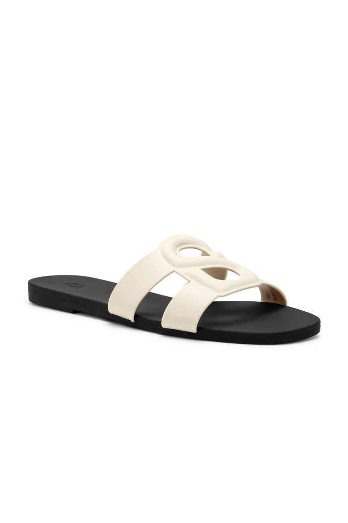 kefi slide sandal in white black by buttonscarves