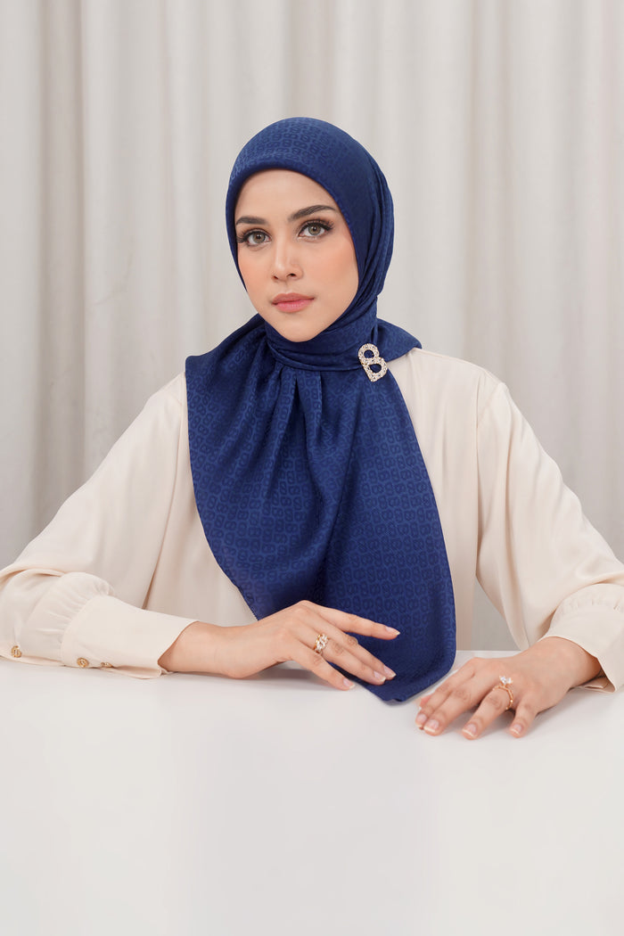 kelly jacquard square scarf in blue ribbon by buttonscarves