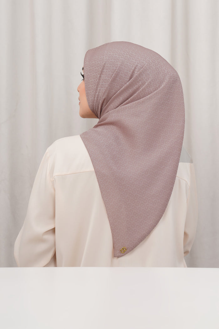 kelly jacquard square scarf in toasted almond by butttonscarves back view