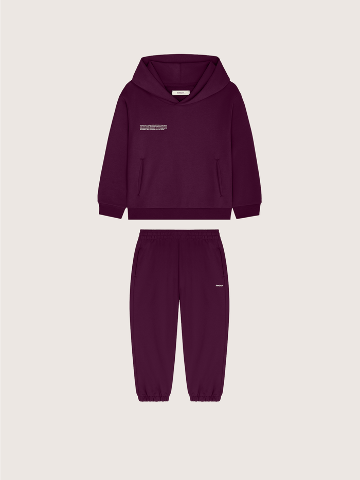 Kids’ Midweight Hoodie and Track Pants Set—Nocturne Plum