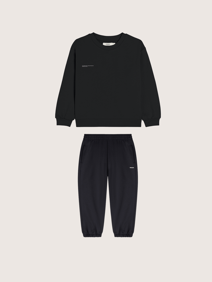 Kids’ Midweight Sweatshirt and Track Pants Set—Black