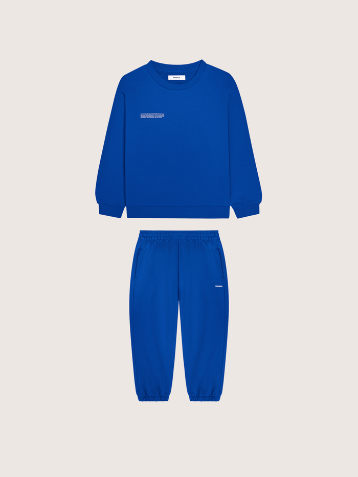 Kids’ Midweight Sweatshirt and Track Pants Set—Gaia Blue