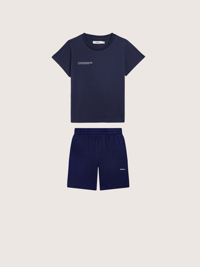 Kids’ Midweight T-Shirt and Shorts Set—Ocean Navy