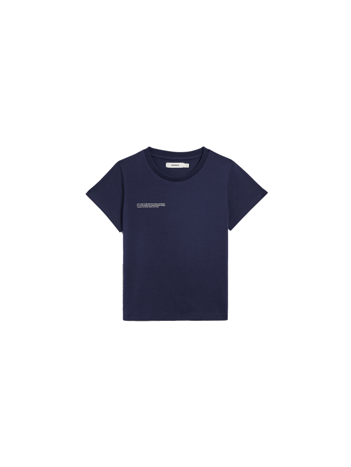 Navy Kids' 365 Midweight T-shirt packshot. 320 GSM organic cotton, oversized boxy fit, crew neck