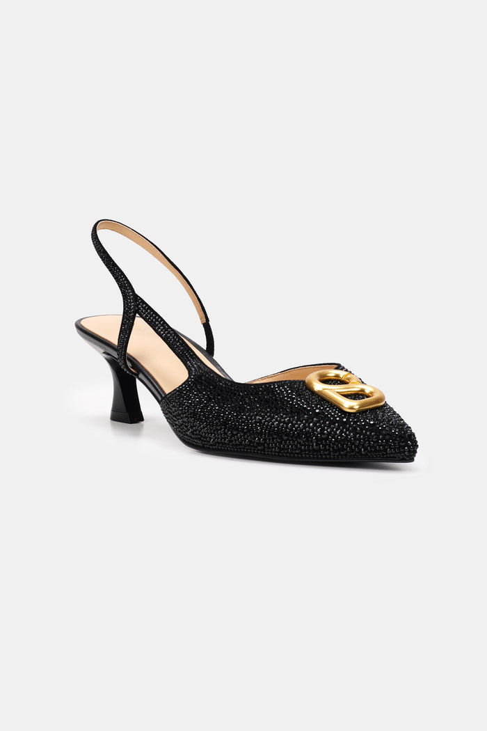 Kylie Heels with Crystal - Black