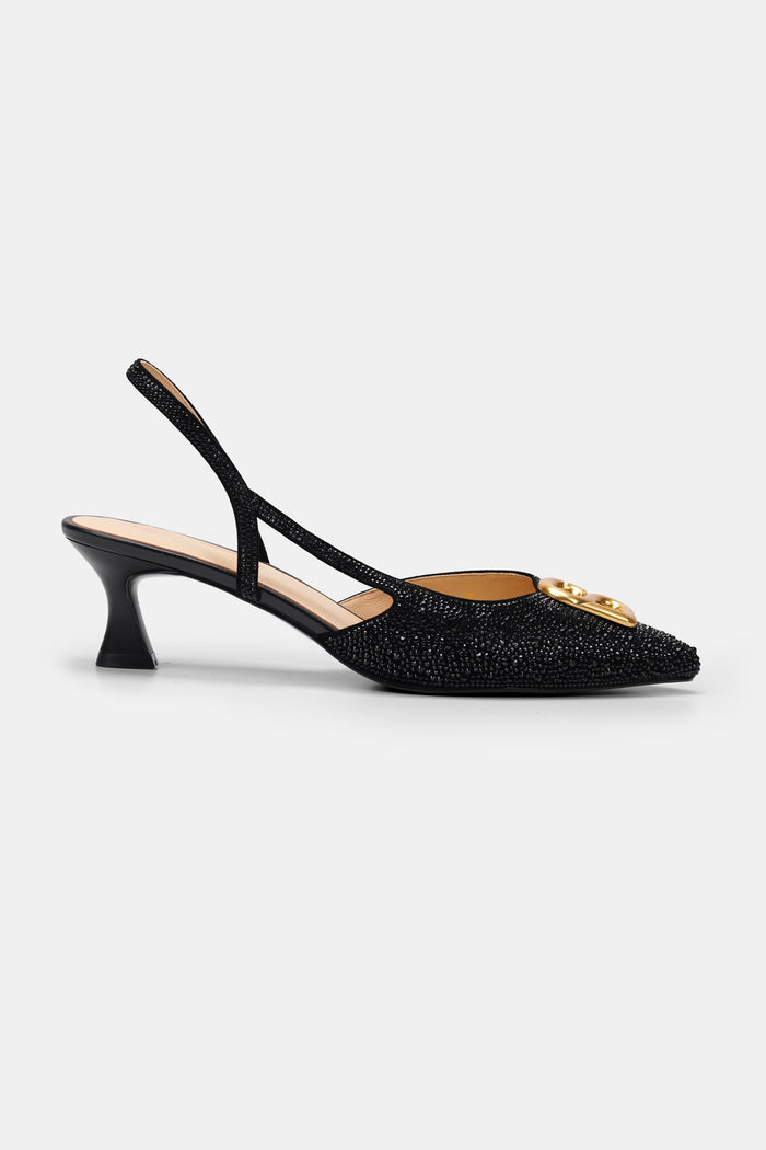 Kylie Heels with Crystal - Black