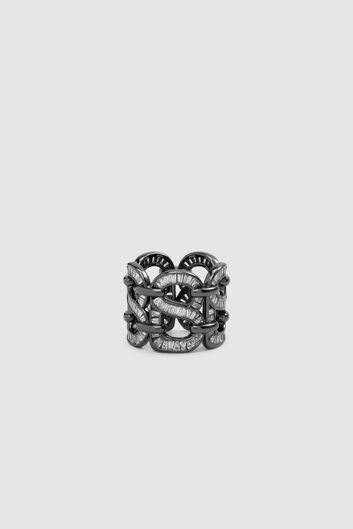 lavish ring brooch in hematite by buttonscarves
