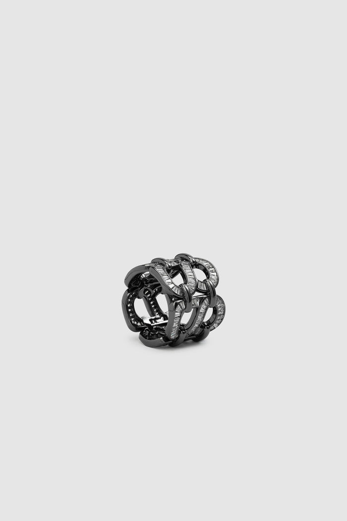 lavish ring brooch in hematite by buttonscarves detail