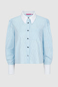 leena cotton cropped shirt in blue by buttonscarves
