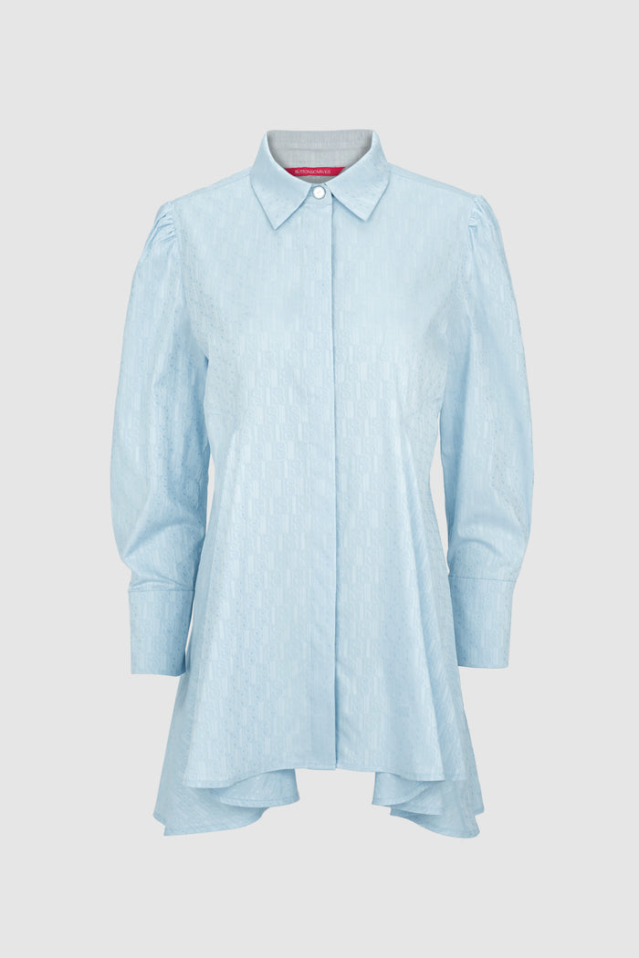 Leena Cotton Panelled Shirt - Blue