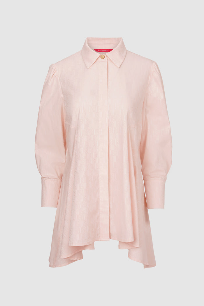 leena cotton paneled shirt in pink by buttonscarves