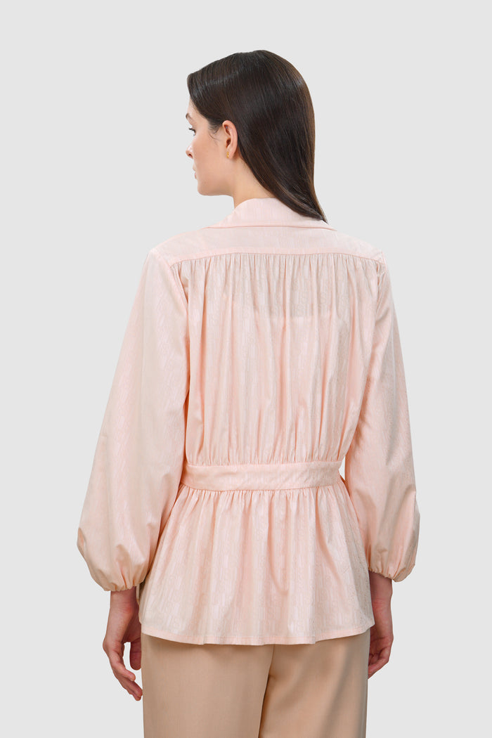 leena cotton puff sleeve shirt in pink by buttonscarves back view