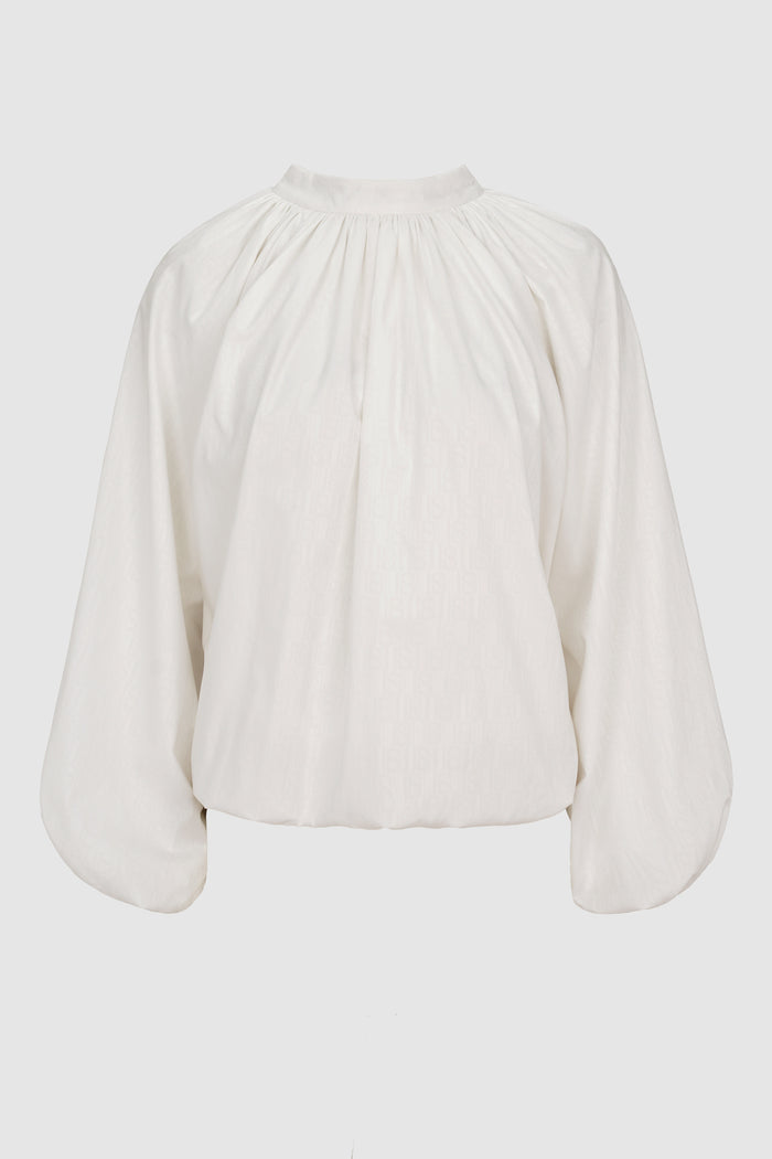 leena cotton ruffle blouse in white by buttonscarves