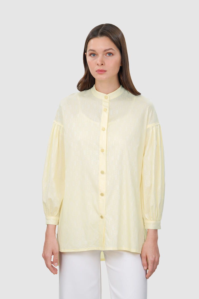 Leena Cotton Ruffle Shirt - Yellow