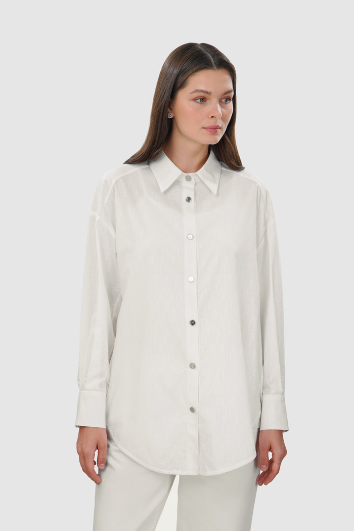 leena cotton shirt in white by buttonscarves front view