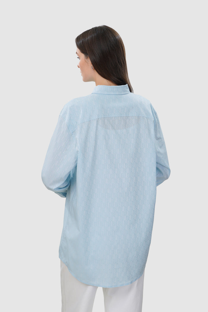 leena cotto unisex shirt in blue by buttonscarves back view