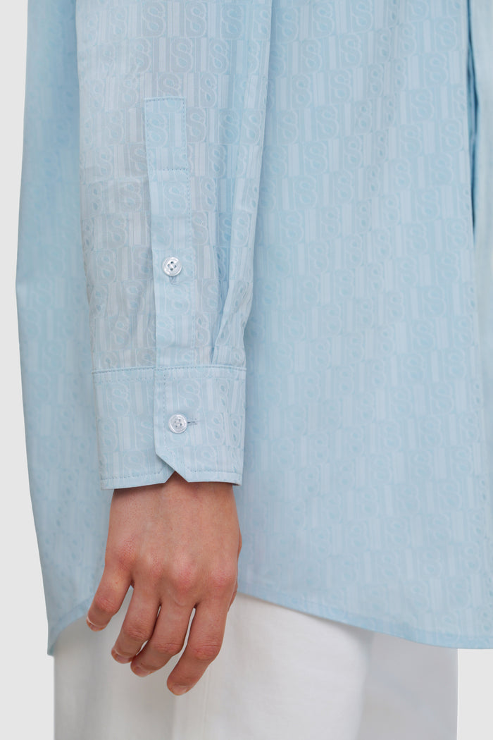 leena cotto unisex shirt in blue by buttonscarves buttoned cuff sleeves