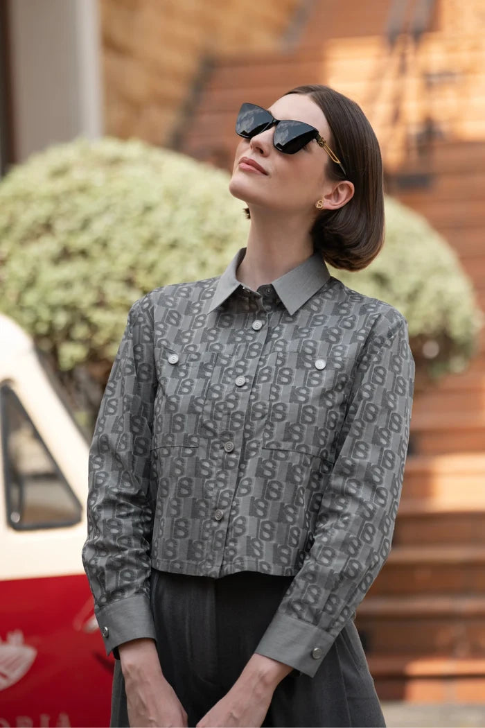 leena crop shirt in grey by buttonscarves style look