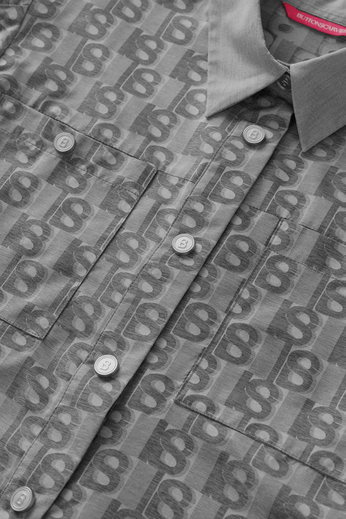 leena crop shirt in grey by buttonscarves pattern detail