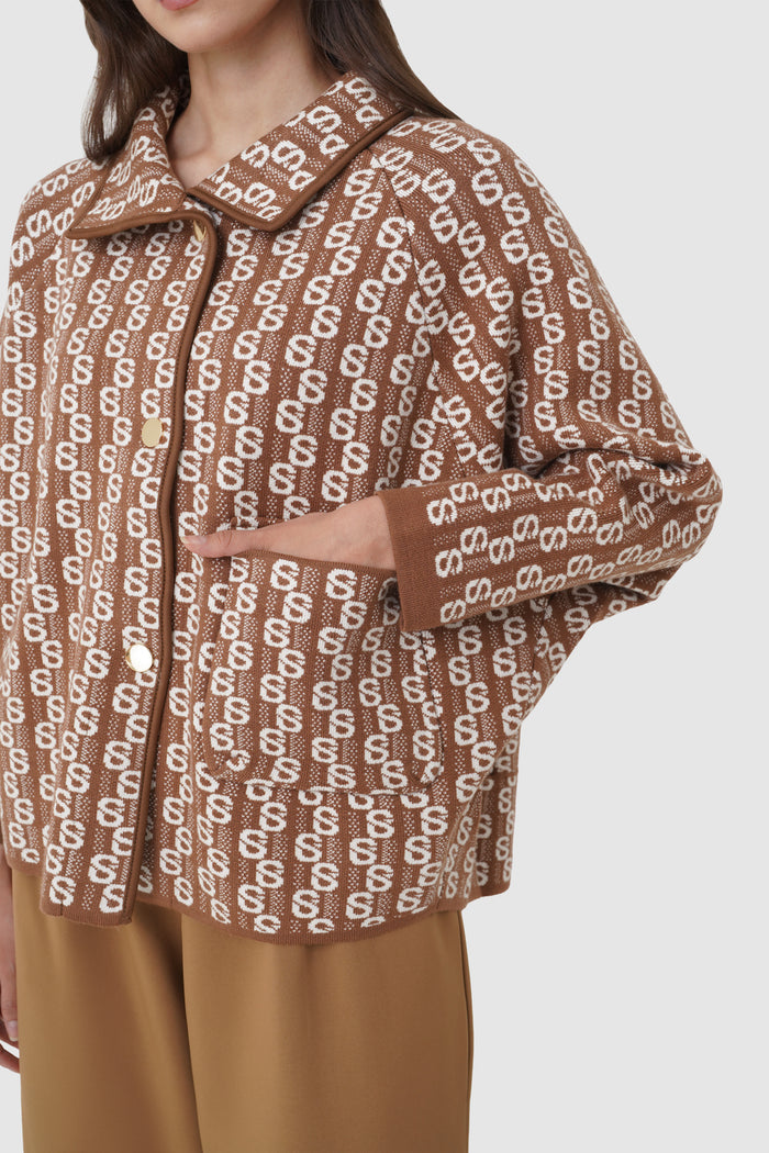 leena jacket in caramel by buttonscarves pattern detail
