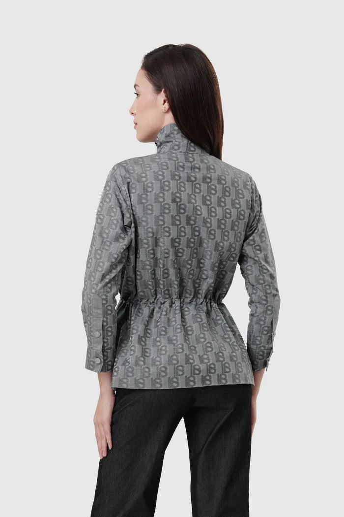 leena jacket parka in grey by buttonscarves back view