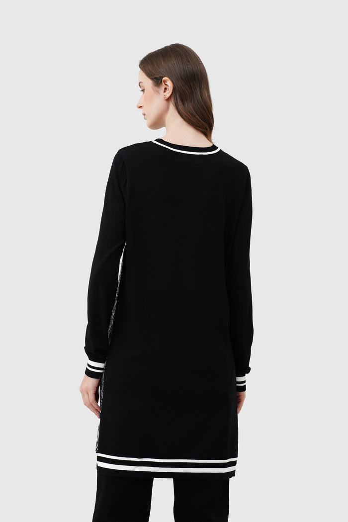 leena knit tunic in black by buttonscarves back view