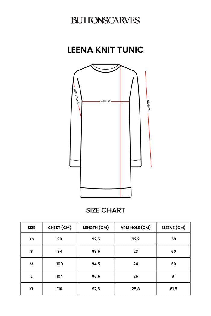 leena knit tunic in black by buttonscarves size chart