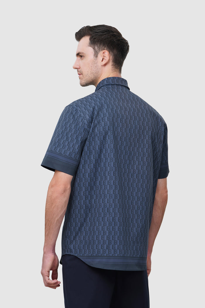 leena men shirt in navy by buttonscarves back view