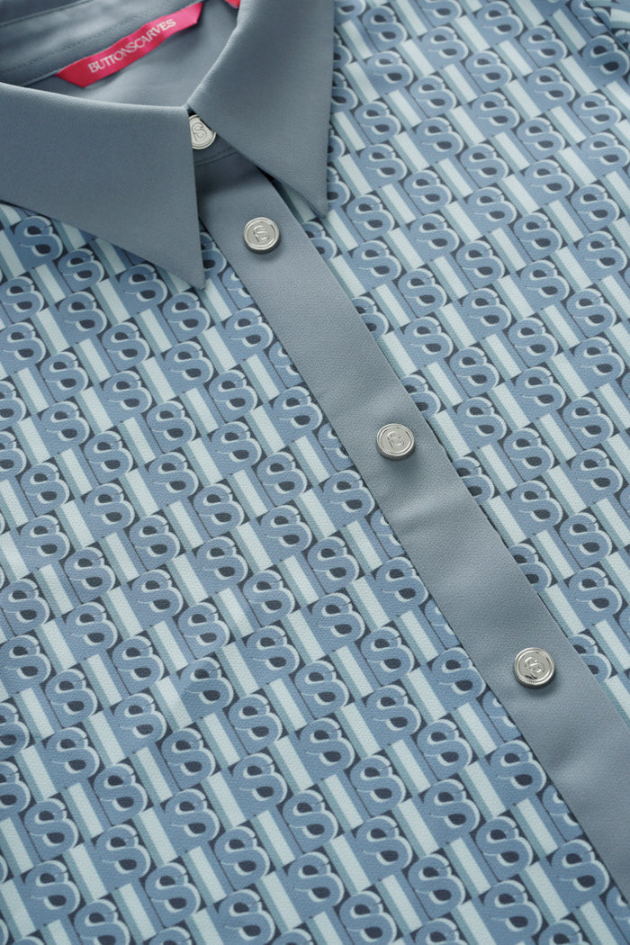 Leena Monogram Basic Shirt - Blue