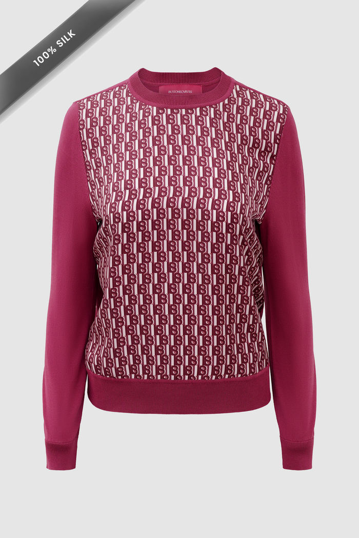 leena monogram sweatshirt in raspberry by buttonscarves
