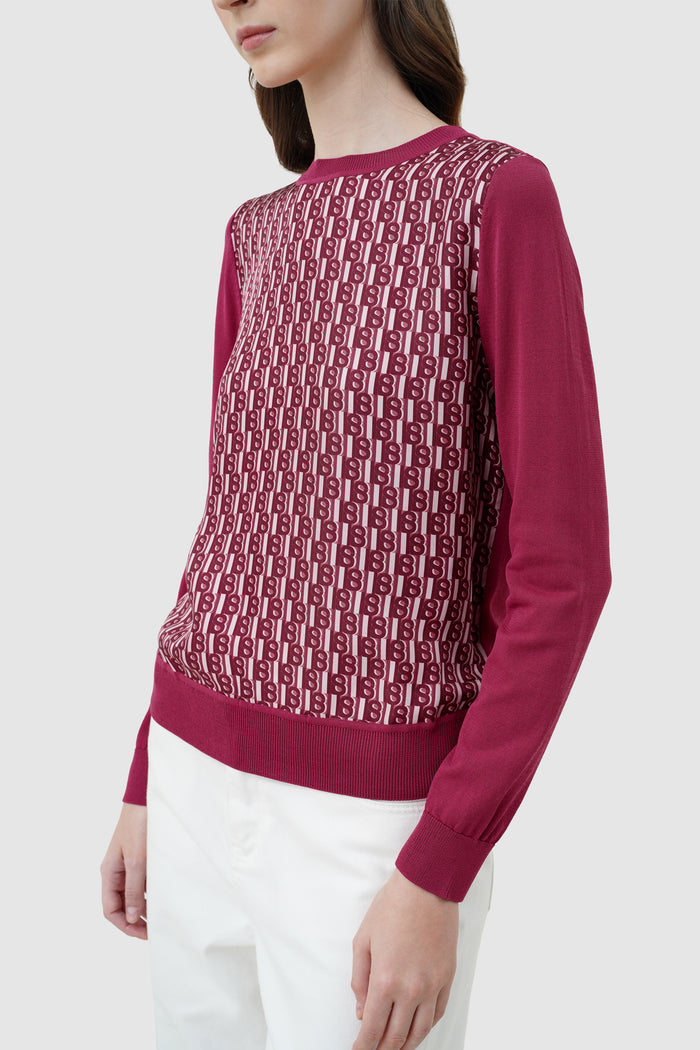 leena monogram sweatshirt in raspberry by buttonscarves