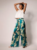 White sleeveless top with floral-print Lei of the Land Nikita Pant, full body front view.
