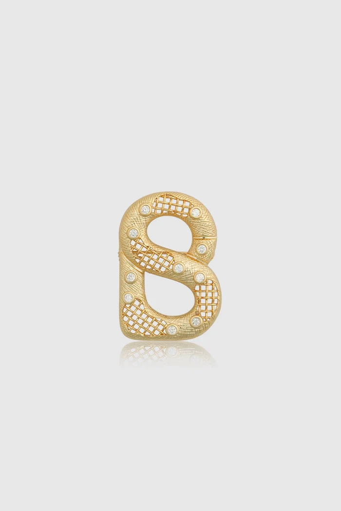 leona brooch in gold by buttonscarves front view