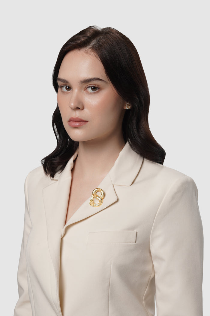 leona brooch in gold by buttonscarves on blazer