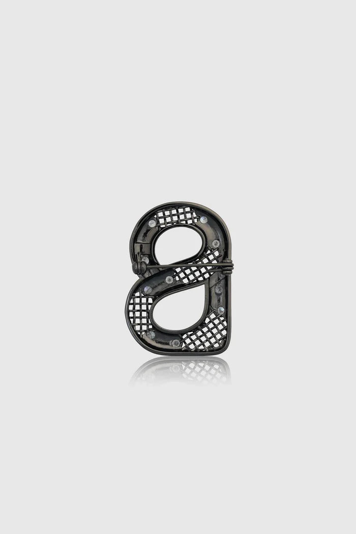 leona brooch in hematite by buttonscarves back view